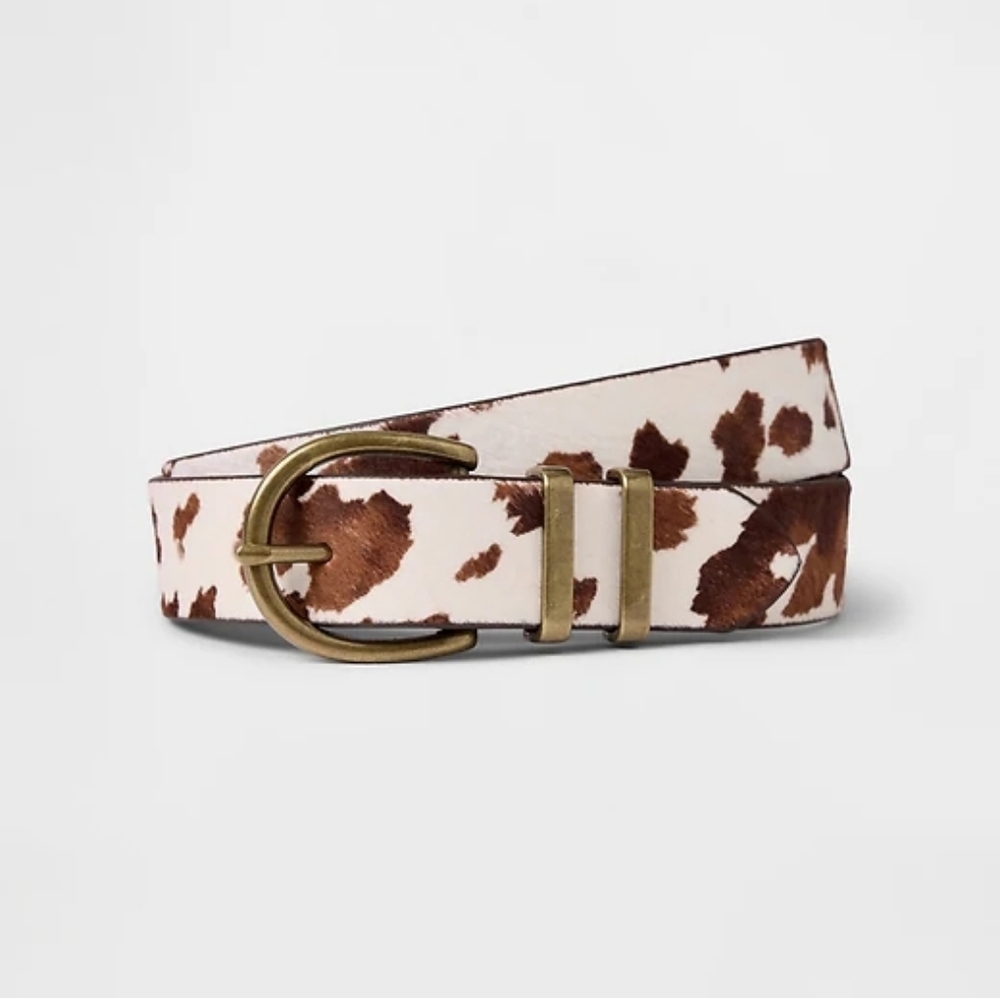 NWOT GAP Cow Print Calf Hair Belt Size Medium - Picture 2 of 7